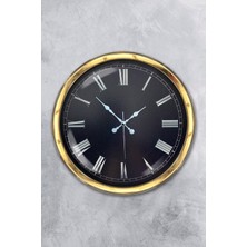 Kasva Concept 40 cm Gold Metal Black Color Duvar Saati