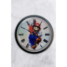 Kasva Concept Hediyelik 40 cm Siyah Metal Mario Duvar Saati