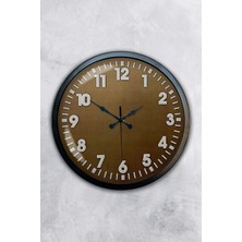 Kasva Concept Hediyelik 40 cm Siyah Metal Kahverengi Duvar Saati