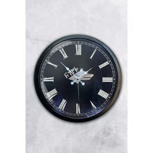 Kasva Concept 40 cm Siyah Metal Bozkurt Türk Duvar Saati