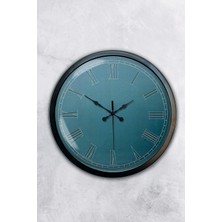 Kasva Concept Hediyelik 40 cm Siyah Metal Turkuaz Duvar Saati