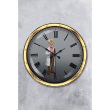 Kasva Concept Hediyelik 40 cm Gold Metal Laboratuvar Duvar Saati