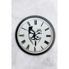 Kasva Concept Hediyelik 40 cm Siyah Metal Maske Duvar Saati