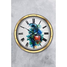 Kasva Concept Hediyelik 40 cm Gold Metal Mozaik Duvar Saati