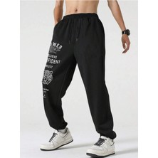 Adrift Hypemode Letter Tiger & Floral Graphic Drawstring Waist Eşofman Altı