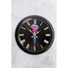 Kasva Concept 40 cm Siyah Metal Deniz Anası Duvar Saati