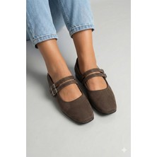 Nmoda Küt Burun Iki Tokalı Kadın Babet Rahat Günlük & Şık Ayakkabı