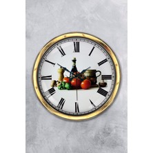Kasva Concept Hediyelik 40 cm Gold Metal Mutfak Duvar Saati