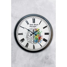 Kasva Concept Hediyelik 40 cm Siyah Metal Sana Beyin Alacağım Duvar Saati