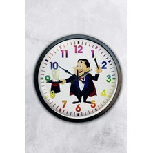 Kasva Concept Hediyelik 40 cm Siyah Metal Sihirbaz Duvar Saati
