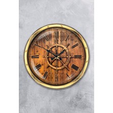 Kasva Concept Hediyelik 40 cm Gold Metal Dümen Duvar Saati