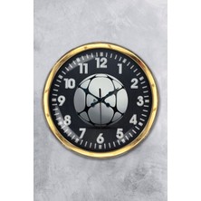 Kasva Concept Hediyelik 40 cm Gold Metal Futbol Topu Duvar Saati