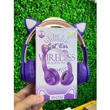 Çeliktech Kedi Bluetooth Kulaklık Kablosuz Kulaklık Çocuk LED Işıklı