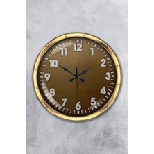 Kasva Concept Hediyelik 40 cm Gold Metal Kahverengi Duvar Saati