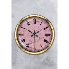 Kasva Concept Hediyelik 40 cm Gold Metal Pink Duvar Saati