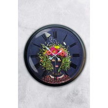 Kasva Concept Hediyelik 40 cm Siyah Metal Flowers Duvar Saati