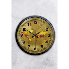 Kasva Concept Hediyelik 40 cm Siyah Metal Harita Duvar Saati