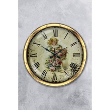 Kasva Concept Hediyelik 40 cm Gold Metal Zamani Duvar Saati