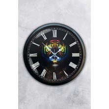 Kasva Concept Hediyelik 40 cm Siyah Metal Hayvanlar Duvar Saati