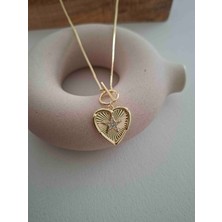 Pames Aksesuar Plaka Asansörlü Kalp Kolye