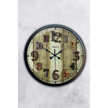 Kasva Concept Hediyelik 40 cm Siyah Metal Eskitme Renkli Sayı Duvar Saati