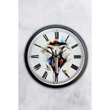 Kasva Concept Hediyelik 40 cm Siyah Metal Fil Duvar Saati