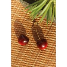 Asel Aksesuarcı Gold Renk Kiraz Model Kadın Küpe