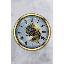 Kasva Concept Hediyelik 40 cm Gold Metal Doğa Serüveni Duvar Saati