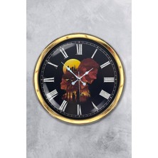 Kasva Concept Hediyelik 40 cm Gold Metal Ayrı Dünya Duvar Saati