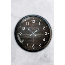 Kasva Concept Hediyelik 40 cm Siyah Metal Ahşap Sayı Duvar Saati
