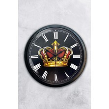 Kasva Concept 40 cm Siyah Metal Kral Tacı Duvar Saati