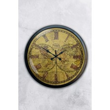 Kasva Concept 40 cm Siyah Metal Klasik Sarı Duvar Saati