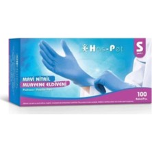 Haspet Cerrahi Eldiven Mavi Nitril Eldiven 100'LÜ Paket 20 Adet S Beden Muayene Eldiveni