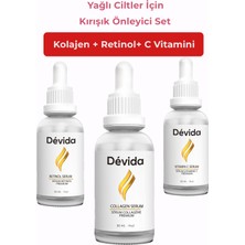 Devida Retinol+Kolajen+C Vitamini Serum 3 lü Set Kırışıklık Alın Çizgisi Göz Çevresi
