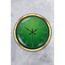 Kasva Concept Hediyelik 40 cm Gold Metal Yeşil Duvar Saati
