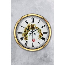 Kasva Concept Hediyelik 40 cm Gold Metal Kadın Duvar Saati