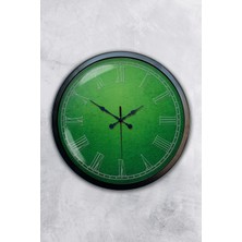 Kasva Concept Hediyelik 40 cm Siyah Metal Yeşil Duvar Saati