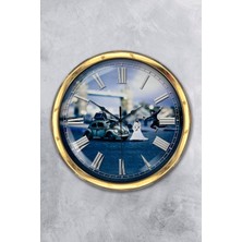 Kasva Concept 40 cm Gold Metal Gelin Damat Duvar Saati