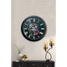 Kasva Concept 40 cm Siyah Metal Flowers Duvar Saati