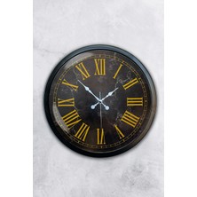 Kasva Concept 40 cm Siyah Metal Mermer Desen Roma Rakamlı Duvar Saati
