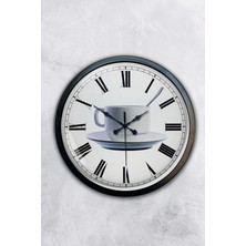 Kasva Concept Hediyelik 40 cm Siyah Metal Kahve Duvar Saati