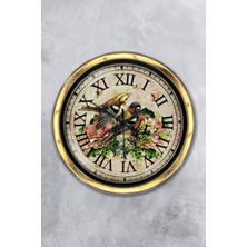 Kasva Concept Hediyelik 40 cm Gold Metal Kuş Duvar Saati