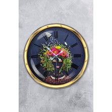 Kasva Concept Hediyelik 40 cm Gold Metal Flowers Gül Duvar Saati Clock