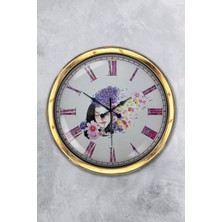 Kasva Concept Hediyelik 40 cm Gold Metal Güzellik Duvar Saati Clock