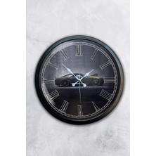 Kasva Concept Hediyelik 40 cm Siyah Metal Araba Duvar Saati