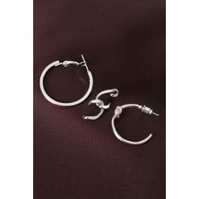 Asel Aksesuarcı Düğüm Model Gümüş Renk Metal Çoklu Halka Küpe