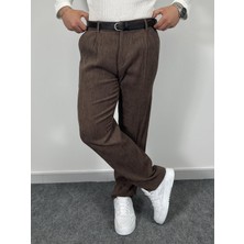 Havanna Erkek Premium Kadife Ince Fitilli Yarı Baggy Kalıp Pantolon - Kahverengi