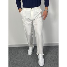 Erkek Havanna Modern Baggy Kalıp Beli Lastikli Kumaş Pantolon -Beyaz