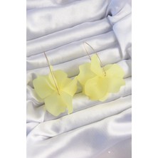 Asel Aksesuarcı Pirinç Sarı Renkli Flora Küpe