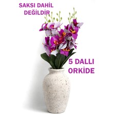 Alshop Yapay 5 Dallı Islak Dokulu Orkide Demeti 40 cm